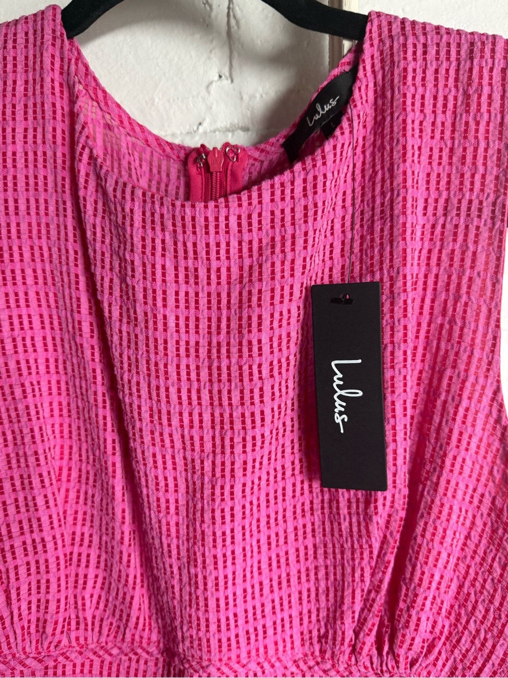 Lulu's Hot Pink Textured Cutout Midi Dress - Picture 7 of 13